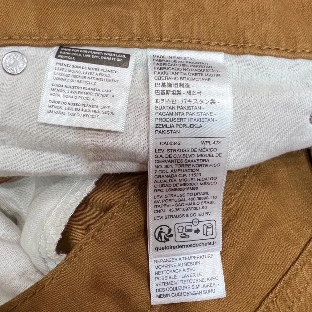 Levis Middy Straight Pants Brown Tobacco Cotton Mid Rise 33x30 NEW